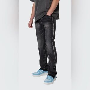 Men's m n m l Black  zipper jeans size 29 Jeans straight Stripe-NWT